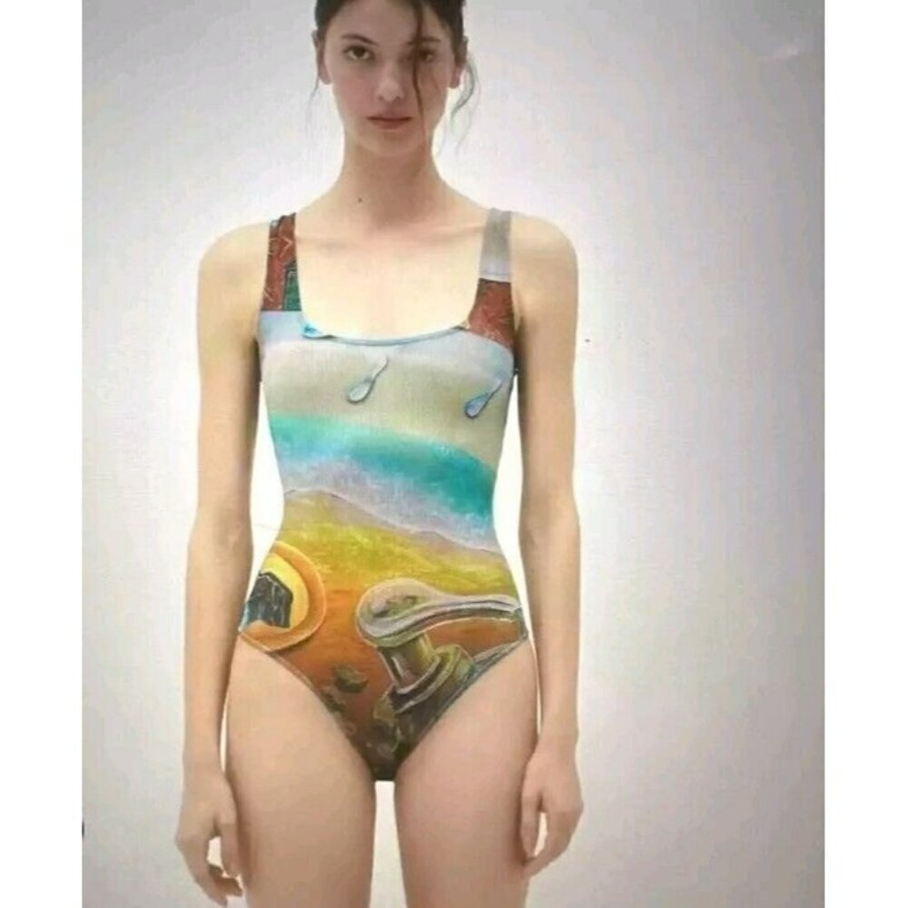 ZARA Larissa DE Jesus negron print bodysuit 0085/371 Size s